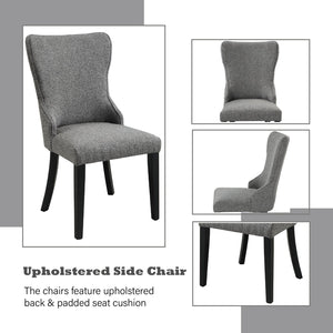 English Elm Marioly Gray Boucle Side Chair Set of 2 — Padded Upholstery, Ash Veneer Legs, Modern Comfort Design B2726P313156