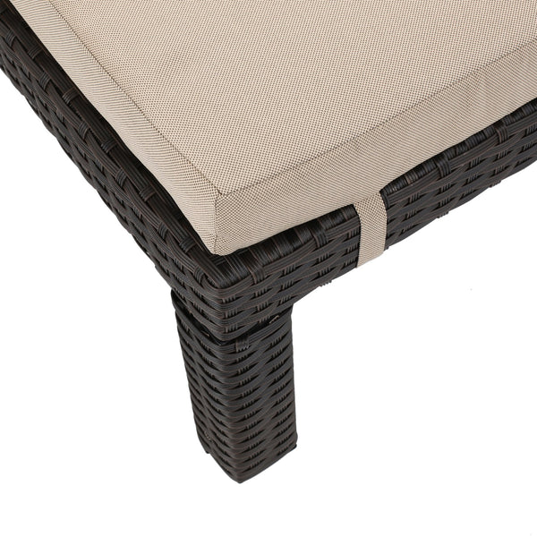 English Elm Christopher Knight Home® - PUERTA Chaise Lounge with Water-Repellent Beige Cushion, Dark Brown PE Rattan Frame, All-Season Comfort N775P247421B