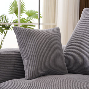 English Elm Boneless 113" U-Shaped Cloud Sectional Sofa in Gray Corduroy - No Assembly, Full-Foam Comfort Sleeper W3401P338847