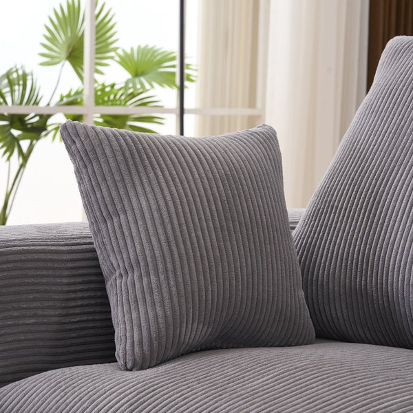 English Elm Boneless 113" U-Shaped Cloud Sectional Sofa in Gray Corduroy - No Assembly, Full-Foam Comfort Sleeper W3401P338847