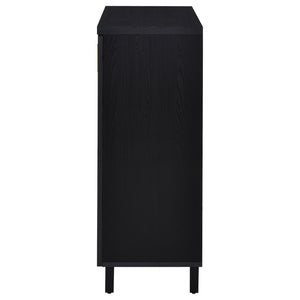 English Elm Clackamas Engineered Wood Shoe Cabinet with Hairpin Legs and Matte Gold Hardware Black B062P440404