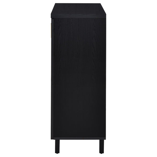 English Elm Clackamas Engineered Wood Shoe Cabinet with Hairpin Legs and Matte Gold Hardware Black B062P440404