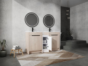 English Elm 60 Inch Freestanding Bathroom Vanity With Ceramic Sink, Soft-Close Doors & Ample Storage Space W999S00316