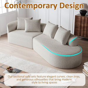 English Elm Modern Oversized Sectional Sofa - 112-Inch Chenille 4-Seater Cloud Couch With Throw Pillows & Comfort W834P323317