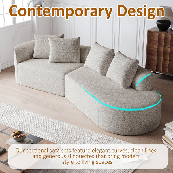 English Elm Modern Oversized Sectional Sofa - 112-Inch Chenille 4-Seater Cloud Couch With Throw Pillows & Comfort W834P323317