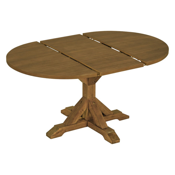 English Elm Topmax Farmhouse Extendable Pedestal Dining Set Seats Six with Ladder Back Chairs Beige,Dark Brown N717S000060D