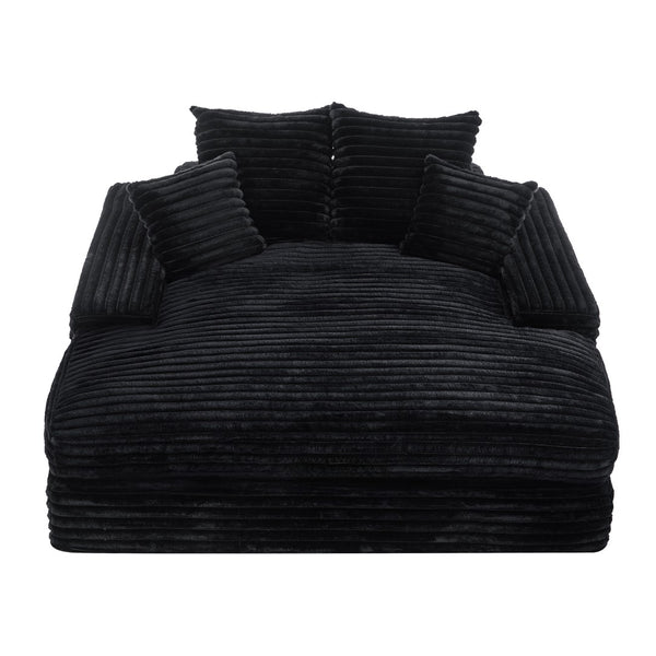 English Elm 028dr-oversized Corduroy Chaise Lounge Sleeper Chair Xxl Seat for Studio Living Black W527S00007