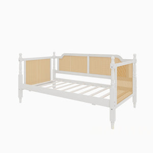 English Elm Traditional Rattan Headboard Twin Daybed Pine Frame with Under Bed Storage Drawers BS701P193919K