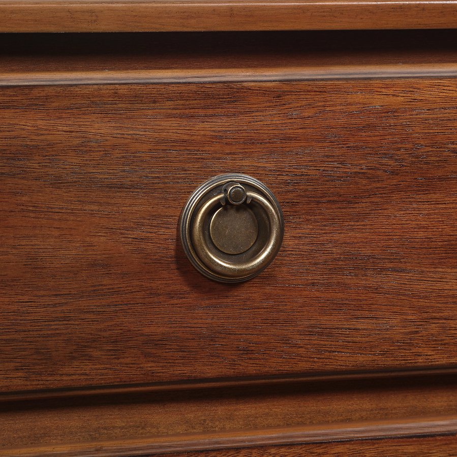 English Elm Chamberlin Brown Solid Wood 3-Drawer Nightstand with Antique Bronze Rings, Full-Extension Glides, 27" H B050P376938