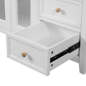 English Elm 36.02-inch white bathroom vanity with ceramic basin, gold round handles, soft-close doors & drawers N729P184710K