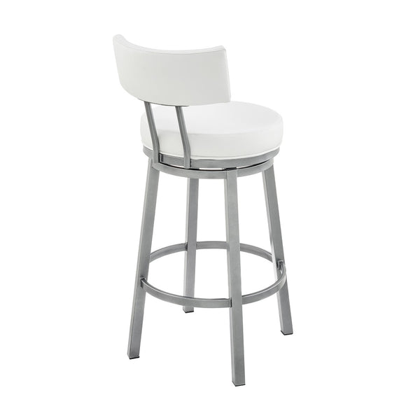 English Elm Sylra Swivel Counter Stool: Stylish Cloud Finish & White Faux Leather For Chic Kitchen Seating B2736P268527-GIGA