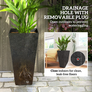 English Elm Outsunny Tall Marble Finish Plastic Planters Set of 3 Stackable Outdoor Tapered Pots W2225P485533