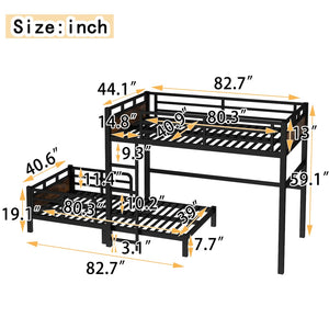 English Elm Twin Xl Solid Pine Loft Bed with Built-in Led Lighting and Storage Shelves W1580S00442