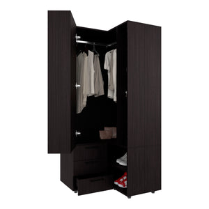 English Elm FM Compact Wardrobe with Hanging Rod, Smooth Drawers and Open Shelves for Organized Bedrooms Wenge 55 L x 22 W x 7 H B128S00185