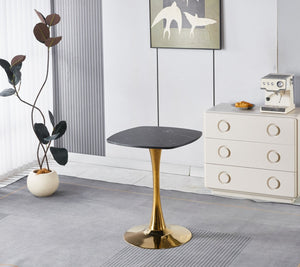 English Elm Square Tulip Pedestal Dining Table Mdf Top Gold Base Compact Bistro Style Seating W3766P453946