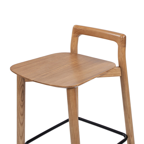 English Elm Jennifer Taylor Home - Sven Modern 30" Low Back Ash Wood Barstool with Black Iron Footrest — Durable, Sustainable Design Brown B2719P391774