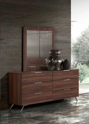 VIG Furniture Brooklyn Italian Walnut Mirror — 34X39" Rectangular Wall Mirror With Lustrous Laminate Grain, Modern VGACBROOKLYN-MIR