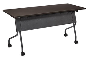 OSP Home Furnishings 5' Flip Top Nesting Training Table with Locking Casters for Classrooms and Offices Espresso Titanium 84225TE