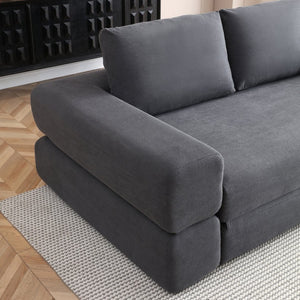 English Elm 81'' Corduroy Floor Sofa Convertible Loveseat Futon Sleeper with Foam Fill and Pillows Gray W1117P459707