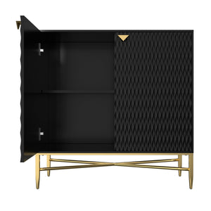 English Elm Modern Tapered Leg 7-Drawer Freestanding Cabinet with Gold Pulls and Heavy-Duty 120lb Drawers for Storage Black 36.8 L x 18.5 W x 8.85 H T3609P352397