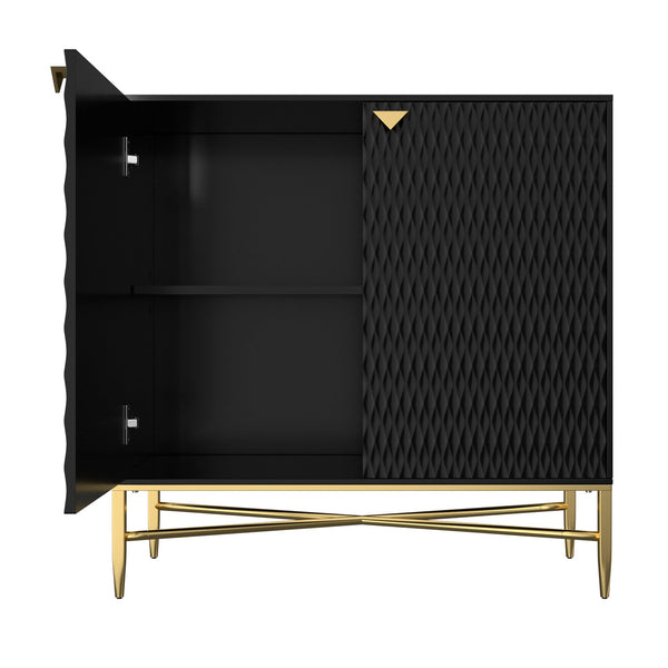 English Elm Modern Tapered Leg 7-Drawer Freestanding Cabinet with Gold Pulls and Heavy-Duty 120lb Drawers for Storage Black 36.8 L x 18.5 W x 8.85 H T3609P352397