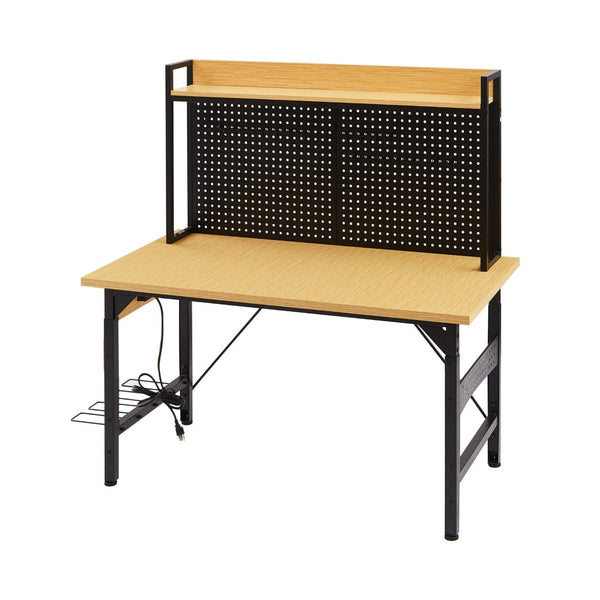 English Elm 48''adjustable Rolling Workbench Steel Frame Pegboard Outlets Garage Workshop W1162P223029
