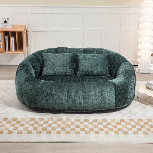 English Elm Bean Bean Bag Sofa High-Density Memory Foam Two-Seater Lounger High Back Chenille Cozy Support Emerald W395P181435