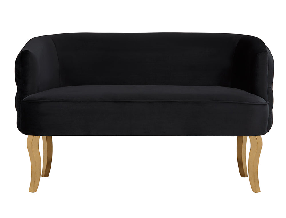 Vig Furniture Divani Casa Fayette Luxurious Black Velvet Sofa With Gold Accents & Channel Tufted Back Design Black  Vgrh-rhs-sf-510-blk