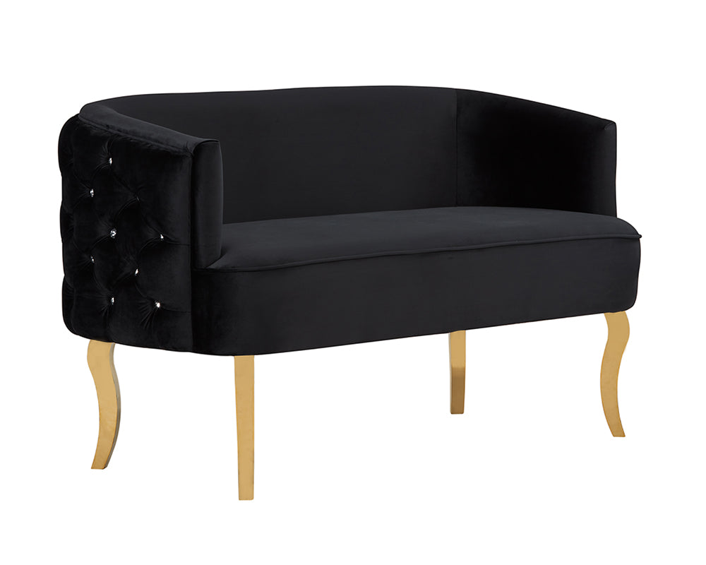 Vig Furniture Divani Casa Fayette Luxurious Black Velvet Sofa With Gold Accents & Channel Tufted Back Design Black  Vgrh-rhs-sf-510-blk
