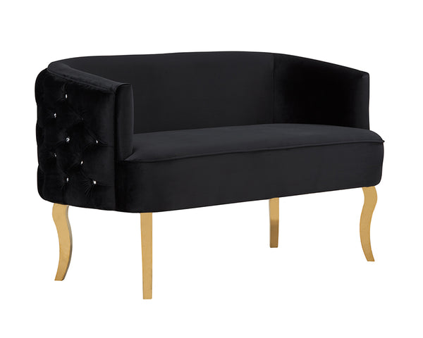 Vig Furniture Divani Casa Fayette Luxurious Black Velvet Sofa With Gold Accents & Channel Tufted Back Design Black  Vgrh-rhs-sf-510-blk