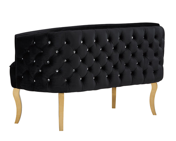 Vig Furniture Divani Casa Fayette Luxurious Black Velvet Sofa With Gold Accents & Channel Tufted Back Design Black  Vgrh-rhs-sf-510-blk