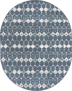 Unique Loom Outdoor Trellis Cardak Machine Made Geometric Rug Navy Blue, Ivory/Green/Gray 7' 10" x 10' 0"