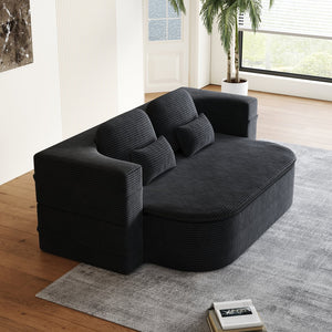 English Elm 75''2-In-1 Foldable Sofa Bed - Versatile Corduroy Lounge With Integrated Blanket & Pillows For Comfort W834P317046