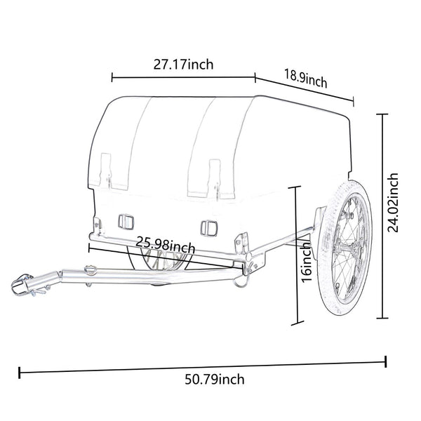 English Elm Heavy-duty Bike Cargo Trailer Oxford Fabric Waterproof Cover 88 Lb All-terrain W2932P326771