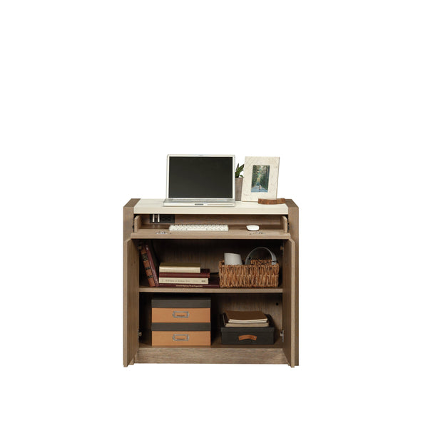 English Elm Library Base - Contemporary Brown Storage Solution With Integrated Power For Home & Office Organization B356P402734