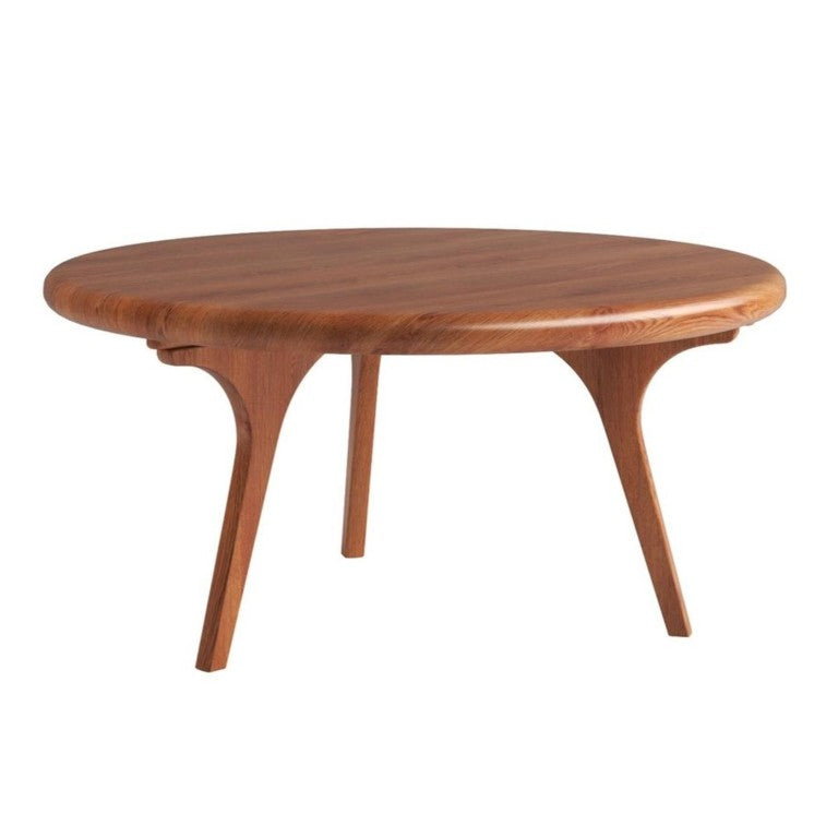 HomeRoots 34 Inch Solid Walnut Round Coffee Table for Modern Living Room Decor Enthusiasts 760571