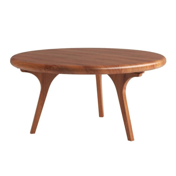 34 Inch Solid Walnut Round Coffee Table for Modern Living Room Decor Enthusiasts