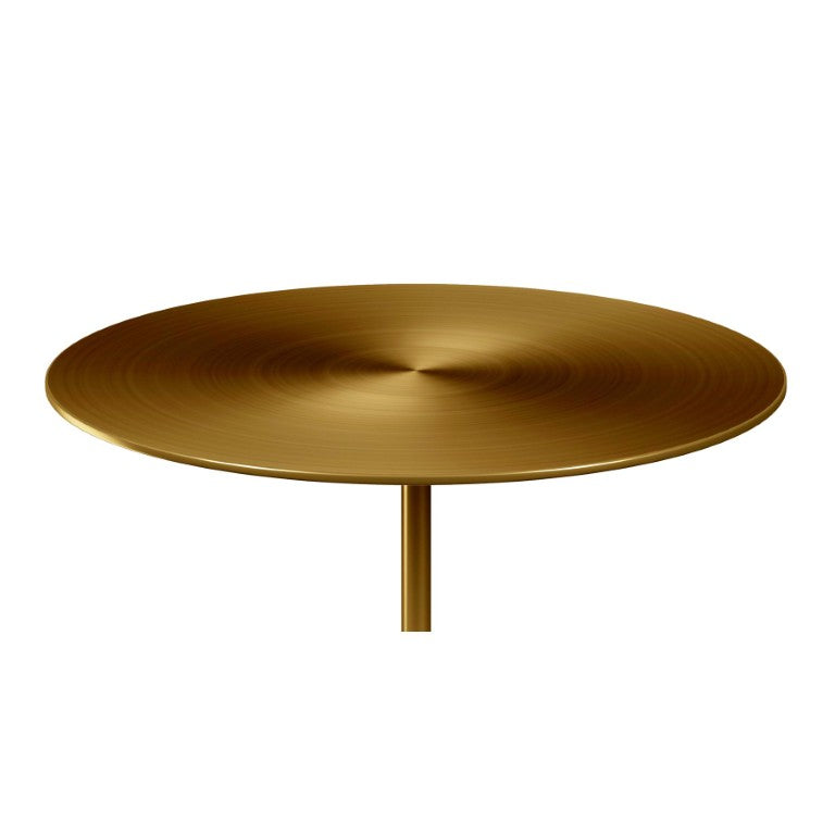 HomeRoots 30 Inch Round Faux Marble Top Coffee Table with Stainless Steel Pedestal Base for Living Room Gold / White 760576