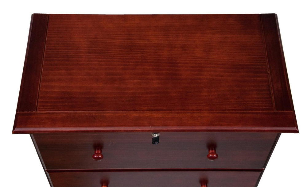 HomeRoots 32 Inch Mahogany Solid Wood Five Drawer Dresser for Bedroom Storage Elegance 760580