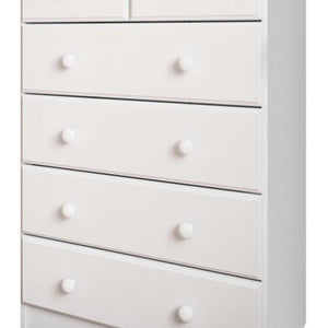 32 Inch Solid Wood Six Drawer Dresser in White for Bedroom Storage Organization