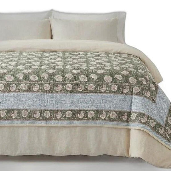 108 Inch Floral Cotton Comforter Oversized Botanical Luxurious Bedroom Bedding Statement