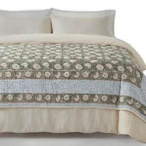 108 Inch Square Floral Cotton Comforter Oversized Elegant Garden Print Full Bed Bedding