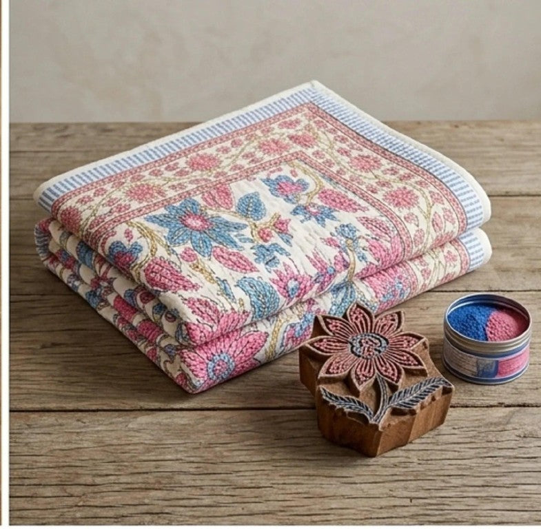 108 Inch Floral Cotton Comforter Romantic Rose Print Soft Bedding for King Bed