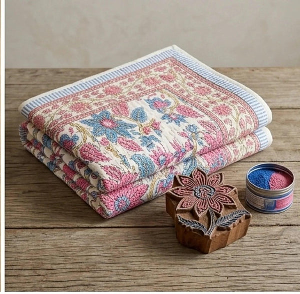 108 Inch Floral Cotton Comforter Romantic Rose Print Soft Bedding for King Bed