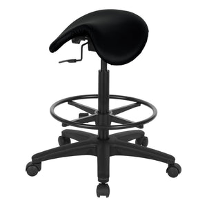 OSP Home Furnishings Backless Saddle Stool Ergonomic Pneumatic Height Adjustable Office Studio Task Seating Dillon Black ST205-R107