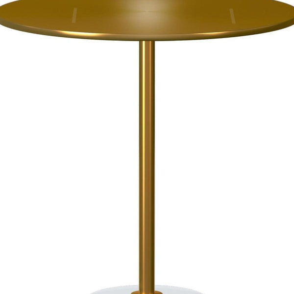 22 Inch Acrylic and Gold Stainless Steel Round Pedestal Side Table for Modern Living
