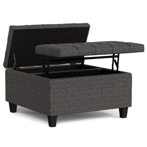 English Elm Harrison Square Lift-top Storage Ottoman in Vegan Leather for Compact Living Rooms B136P254704