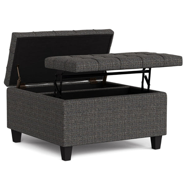 English Elm Harrison Square Lift-top Storage Ottoman in Vegan Leather for Compact Living Rooms B136P254704