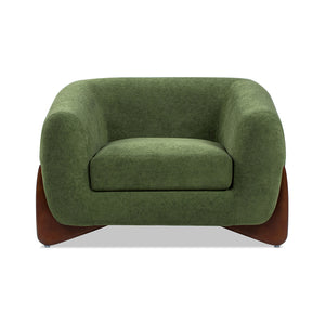 English Elm Jennifer Taylor Home - Alpine 44" Sherpa Arm Chair in Moss Green Teddy Fleece—Deep 24" Seat, Removable Cushion, Oak Legs B2719P280161