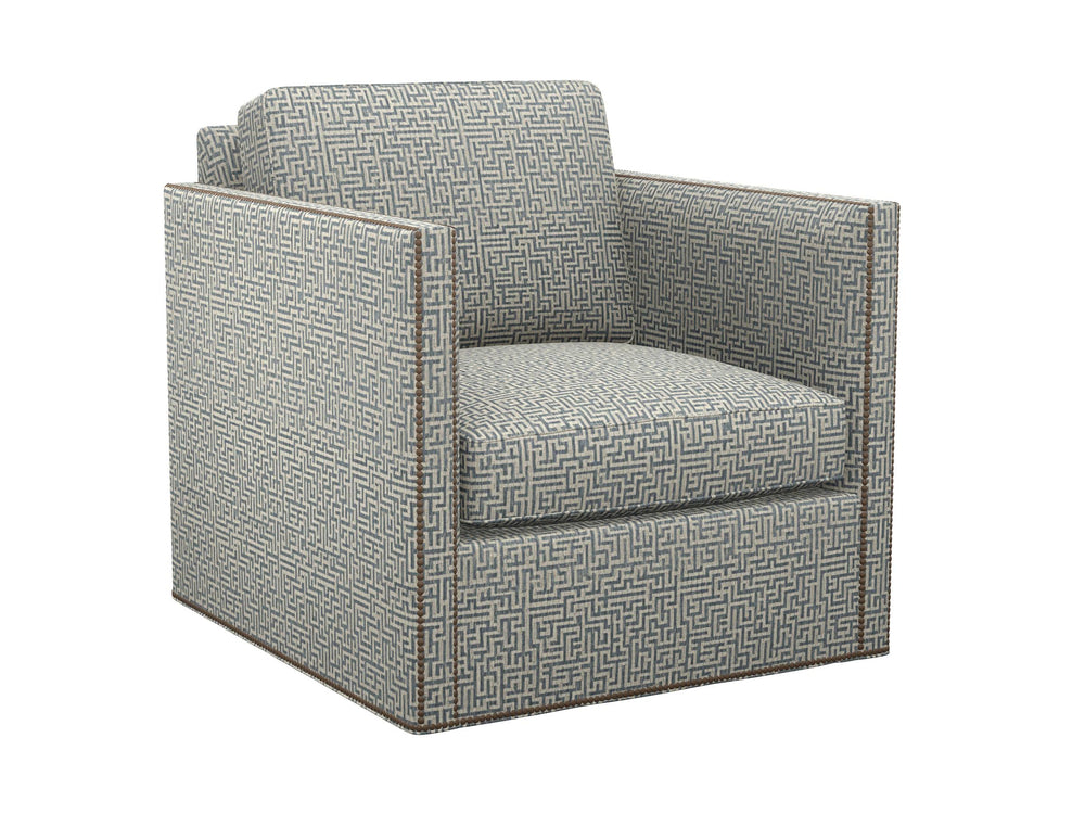 Lexington Hinsdale Swivel Accent Chair with Nailhead Trim and Plush Down Cushion for Living Rooms Blue/Aqua 7607-11SW-71